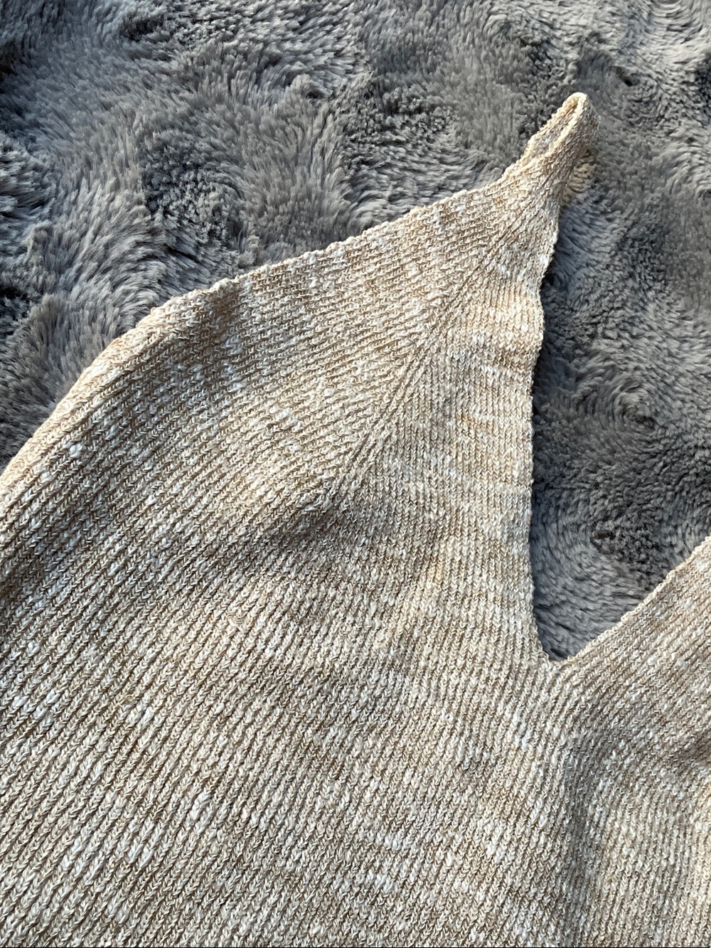 V-Neck Sleeveless Knit Camisole in Light Beige - Picture 3 of 5